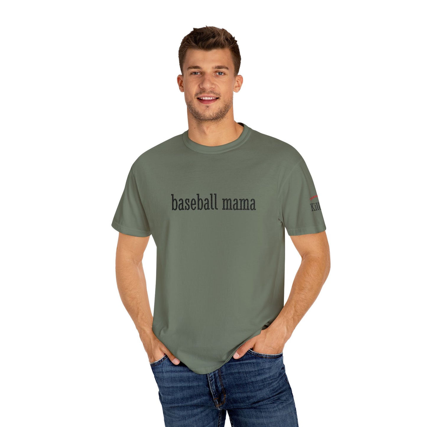 Baseball Mama Custom Name Embroidery T-Shirt - Baseball Mom Gift
