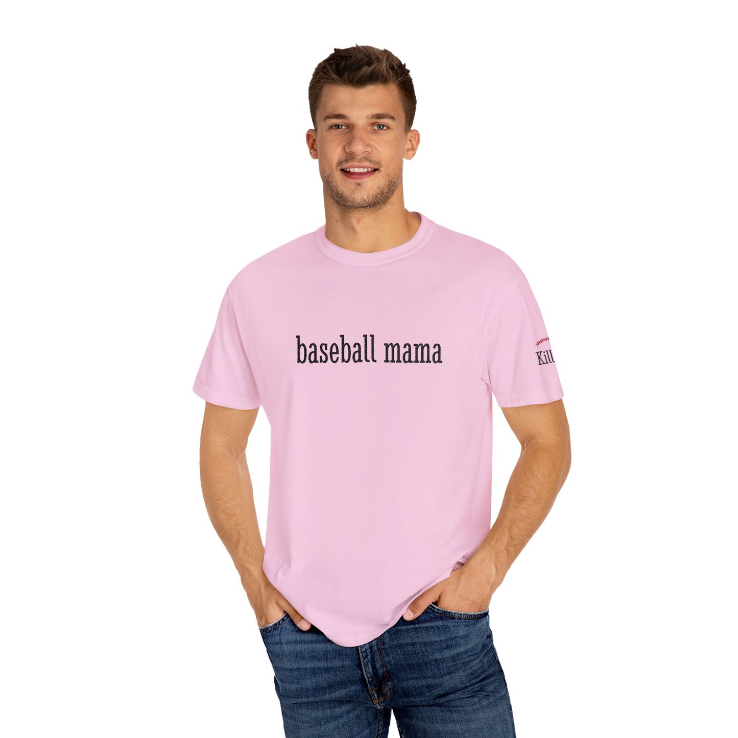 Baseball Mama Custom Name Embroidery T-Shirt - Baseball Mom Gift