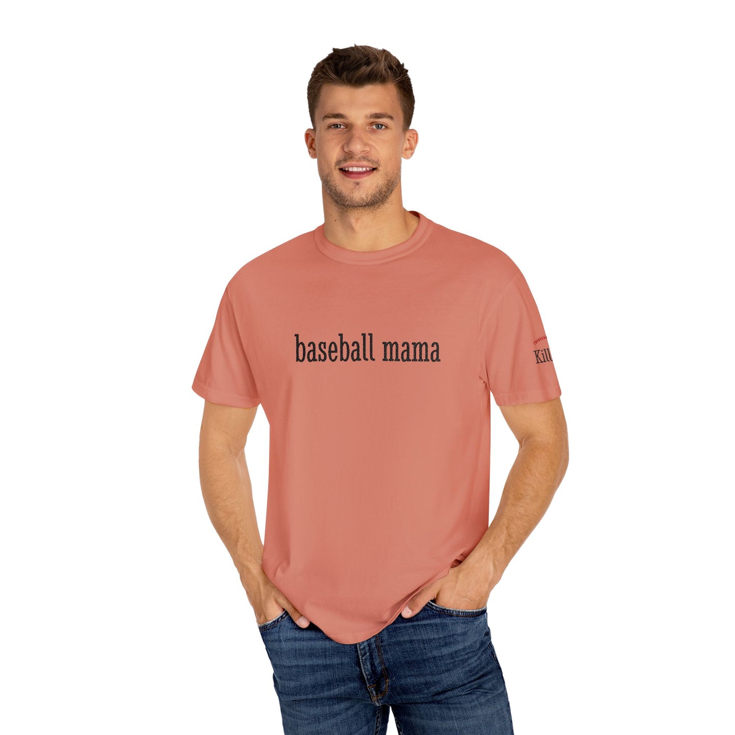 Baseball Mama Custom Name Embroidery T-Shirt - Baseball Mom Gift
