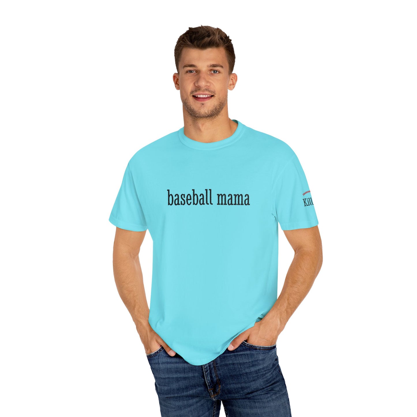 Baseball Mama Custom Name Embroidery T-Shirt - Baseball Mom Gift