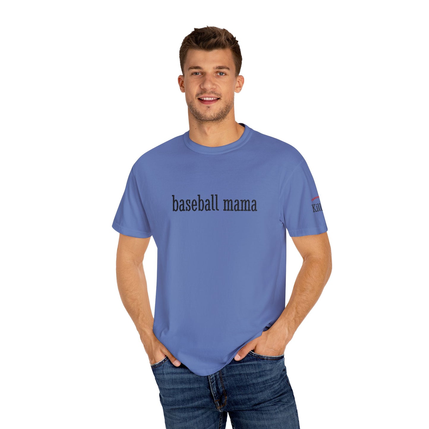 Baseball Mama Custom Name Embroidery T-Shirt - Baseball Mom Gift