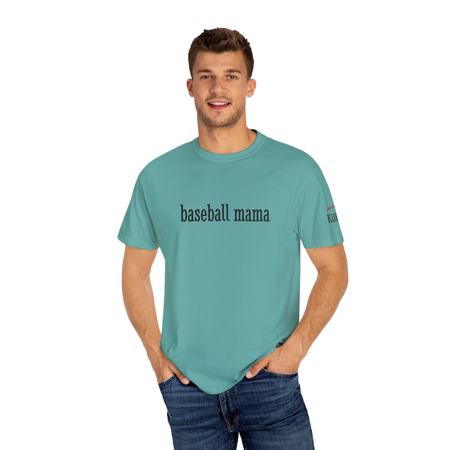 Baseball Mama Custom Name Embroidery T-Shirt - Baseball Mom Gift