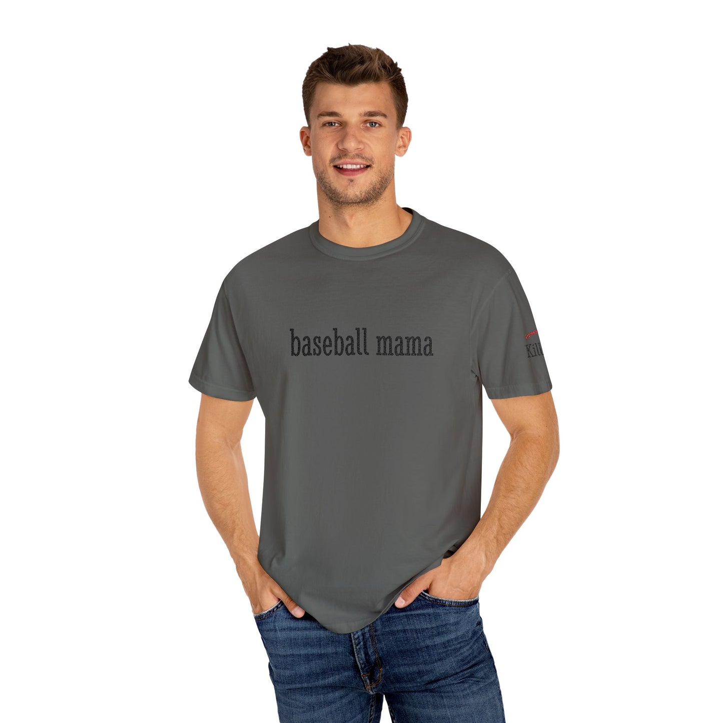 Baseball Mama Custom Name Embroidery T-Shirt - Baseball Mom Gift