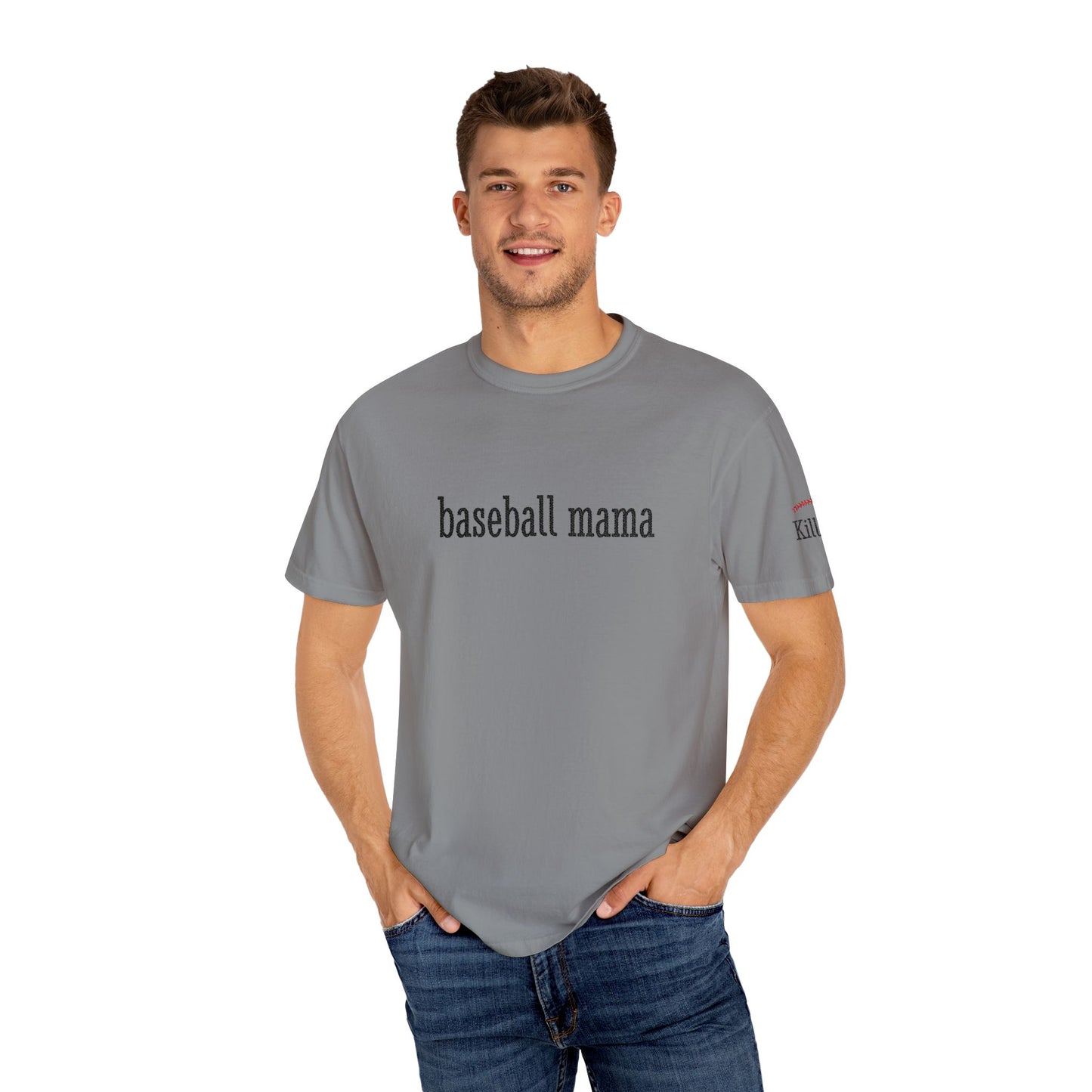 Baseball Mama Custom Name Embroidery T-Shirt - Baseball Mom Gift