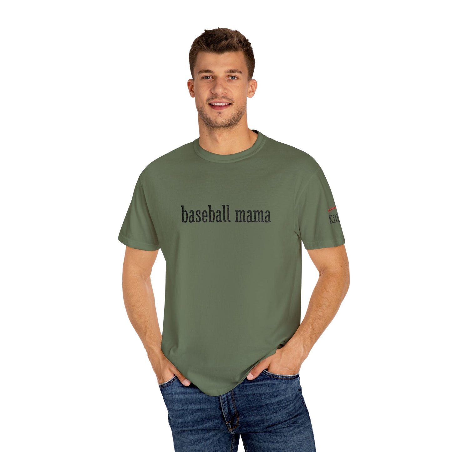 Baseball Mama Custom Name Embroidery T-Shirt - Baseball Mom Gift