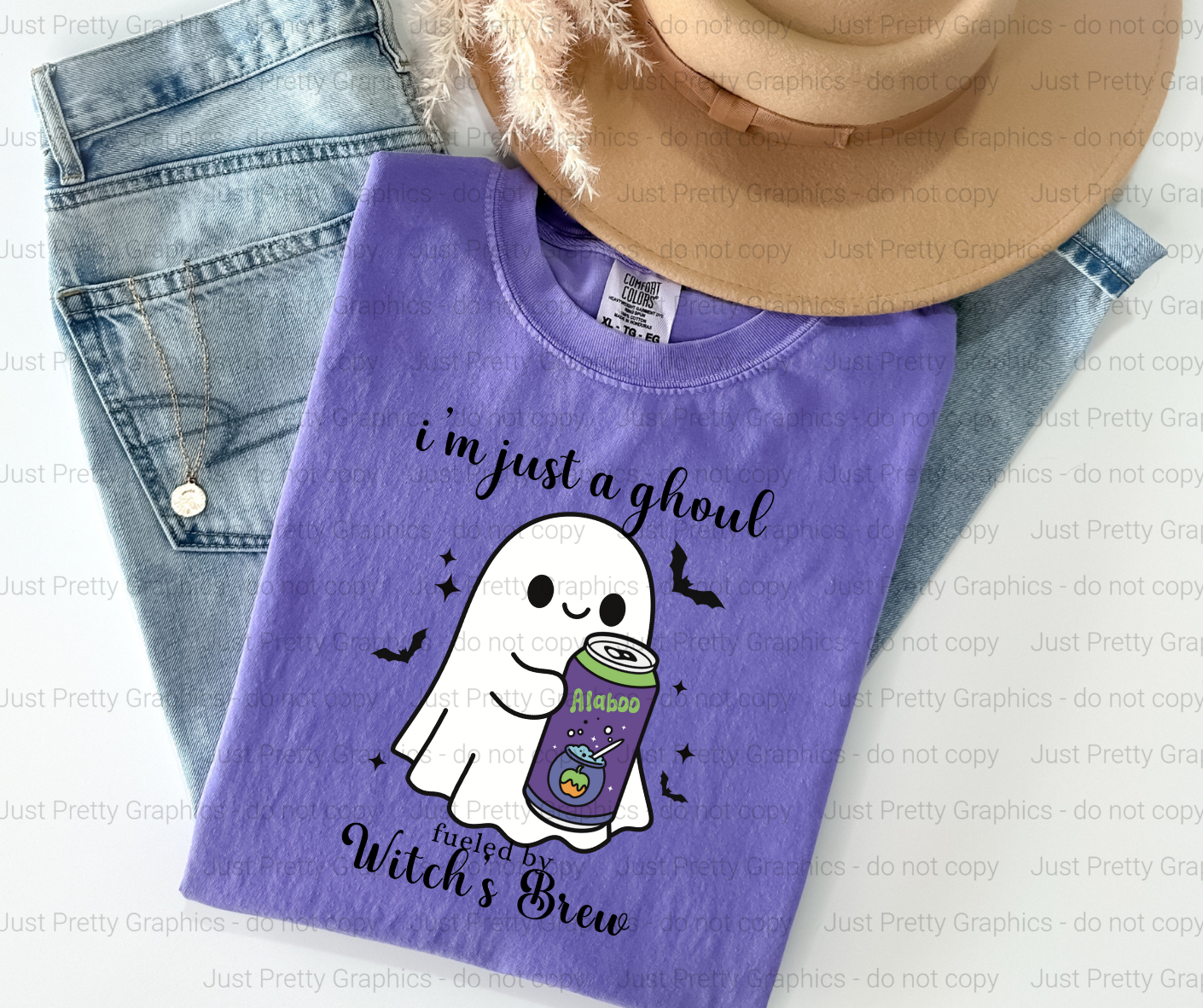 Just a Ghoul Fueled by Witch's Brew Softstyle Shirt - DTF Comfort Colors Tee Shirt