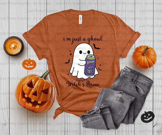 Just a Ghoul Fueled by Witch's Brew Softstyle Shirt - DTF Comfort Colors Tee Shirt