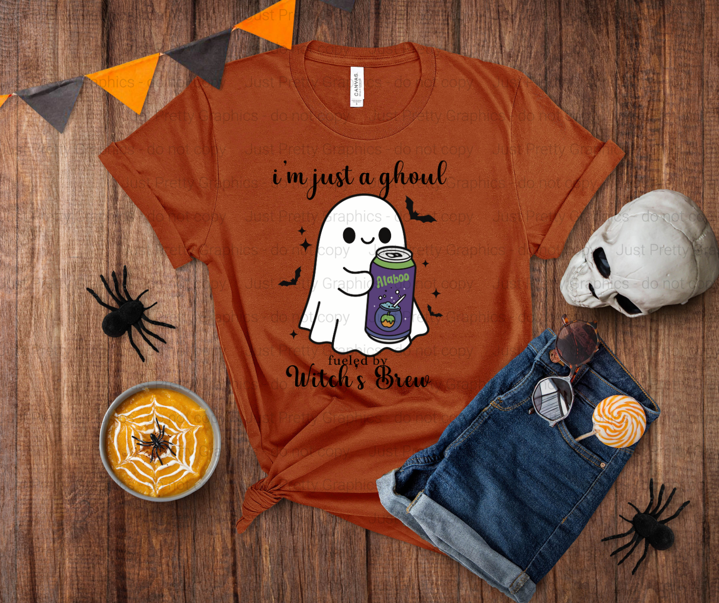 Just a Ghoul Fueled by Witch's Brew Softstyle Shirt - DTF Comfort Colors Tee Shirt