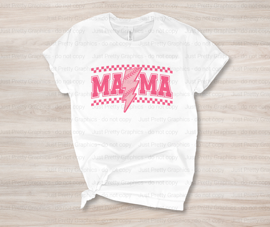 Softball Baseball Lightning Bolt MAMA Softstyle T-shirt - Personalized Comfort Colors Direct to Film Shirt