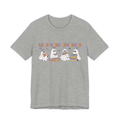 Cute Reading Ghosts Tee, Unisex Jersey Short Sleeve Tee, Halloween Costume, Book Lover Gift, Cozy Casual Wear, Spooky Book Shirt