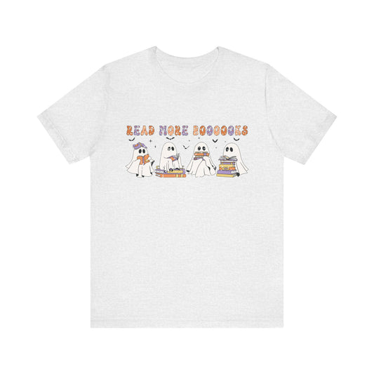 Cute Reading Ghosts Tee, Unisex Jersey Short Sleeve Tee, Halloween Costume, Book Lover Gift, Cozy Casual Wear, Spooky Book Shirt