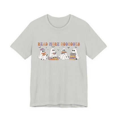 Cute Reading Ghosts Tee, Unisex Jersey Short Sleeve Tee, Halloween Costume, Book Lover Gift, Cozy Casual Wear, Spooky Book Shirt
