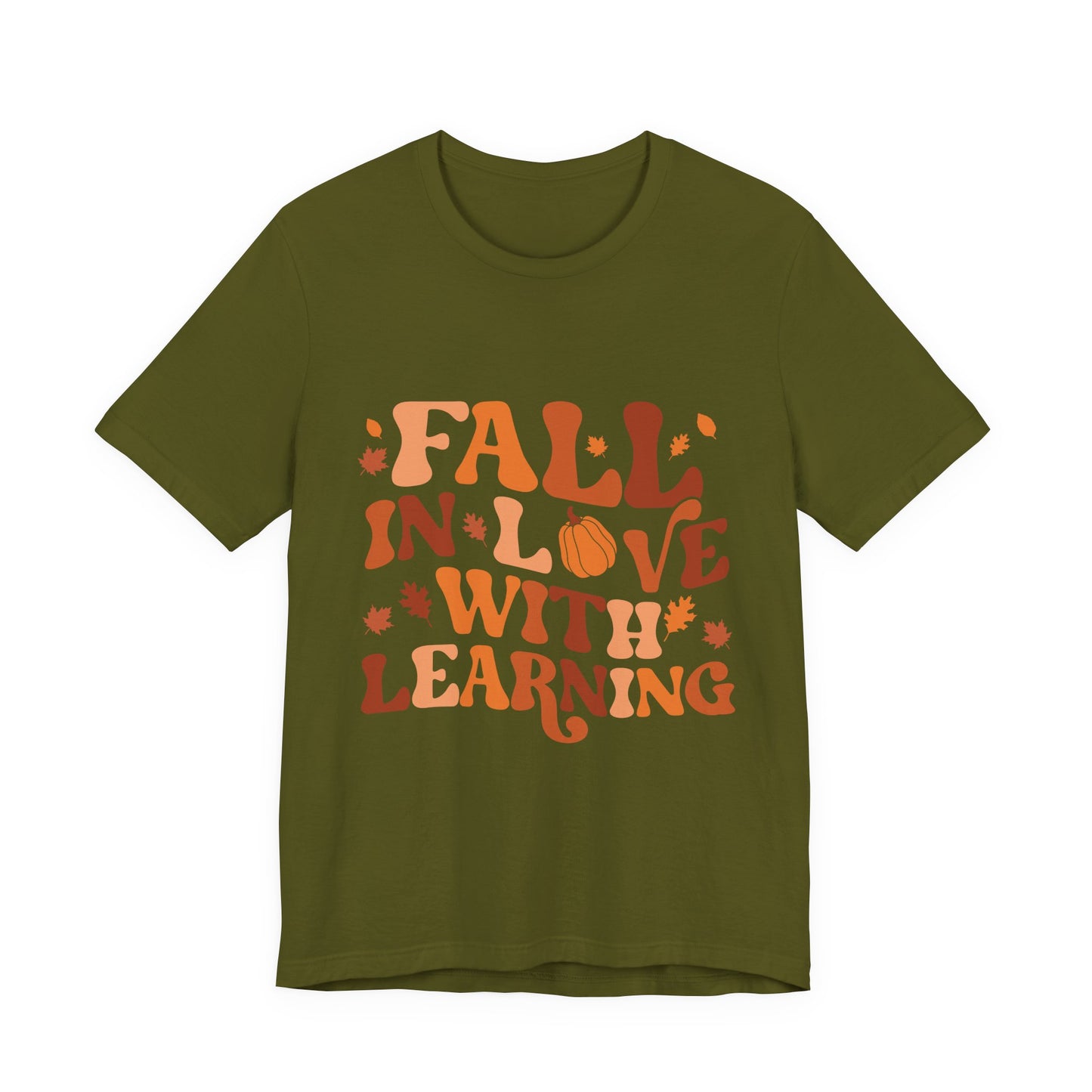 Fall In Love With Learning Tee, Unisex Short Sleeve T-Shirt, Autumn Shirt, Teacher Gift, Back to School Apparel, Fall Fashion