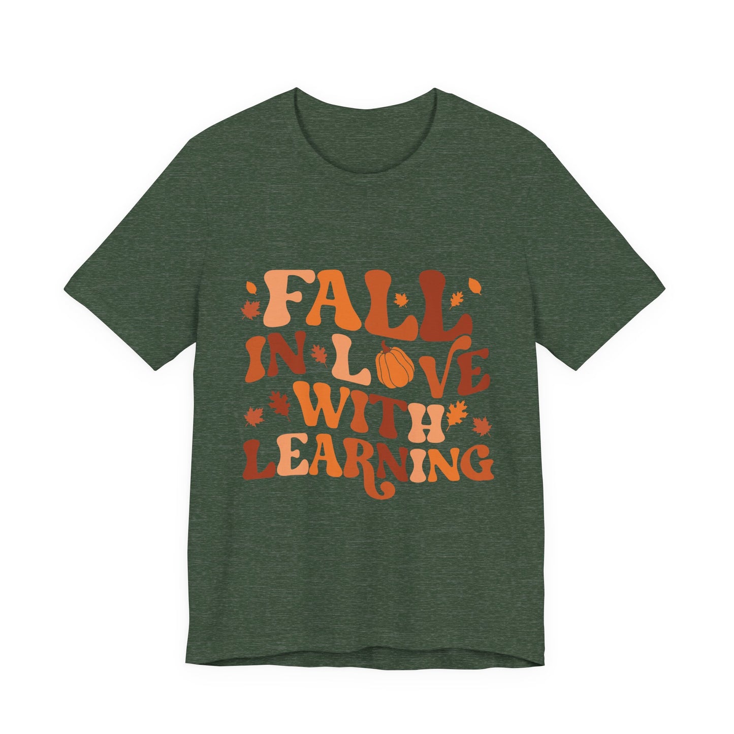 Fall In Love With Learning Tee, Unisex Short Sleeve T-Shirt, Autumn Shirt, Teacher Gift, Back to School Apparel, Fall Fashion