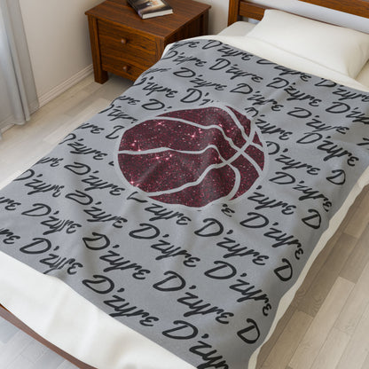 Basketball Name Pattern Velveteen Plush Blanket — Personalized D'zyre Design