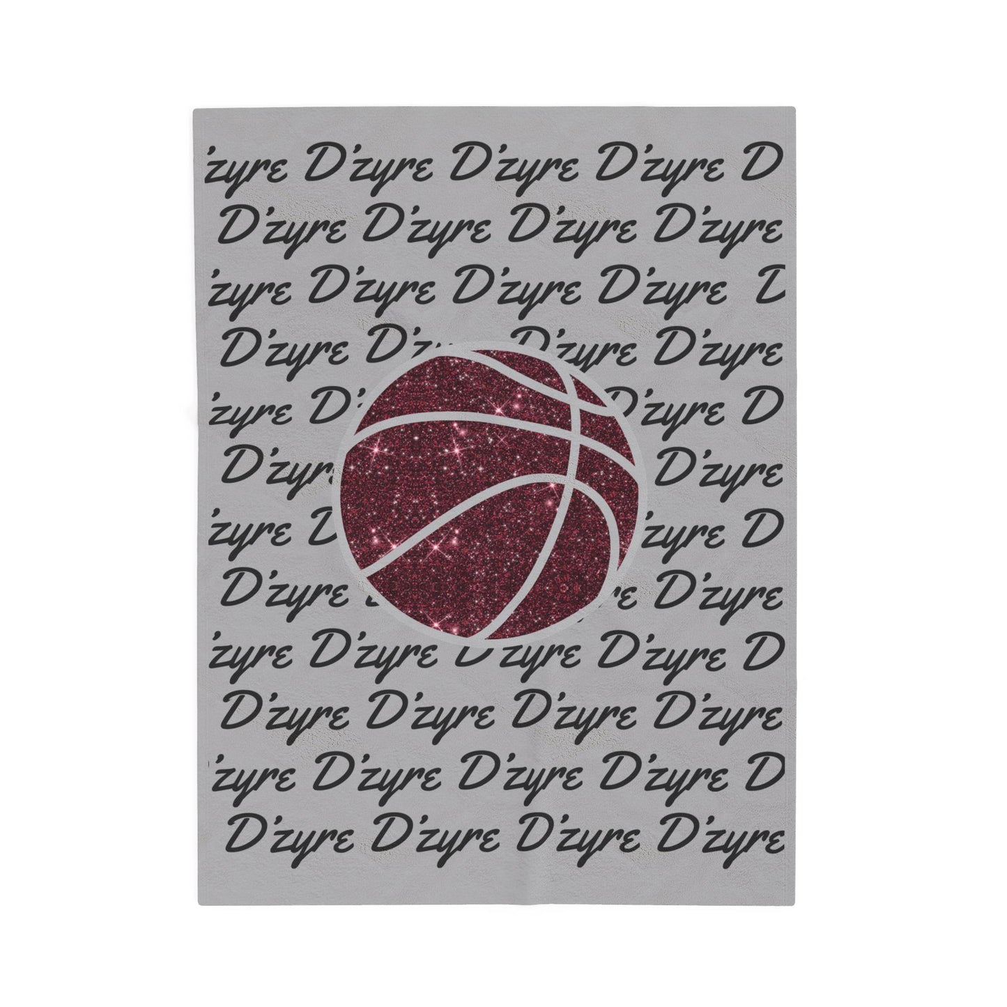 Basketball Name Pattern Velveteen Plush Blanket — Personalized D'zyre Design