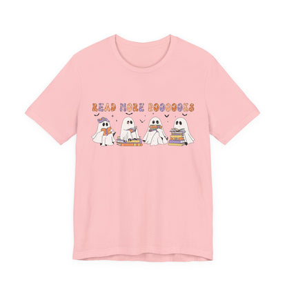 Cute Reading Ghosts Tee, Unisex Jersey Short Sleeve Tee, Halloween Costume, Book Lover Gift, Cozy Casual Wear, Spooky Book Shirt
