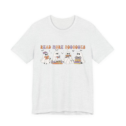 Cute Reading Ghosts Tee, Unisex Jersey Short Sleeve Tee, Halloween Costume, Book Lover Gift, Cozy Casual Wear, Spooky Book Shirt