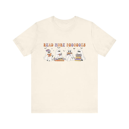 Cute Reading Ghosts Tee, Unisex Jersey Short Sleeve Tee, Halloween Costume, Book Lover Gift, Cozy Casual Wear, Spooky Book Shirt