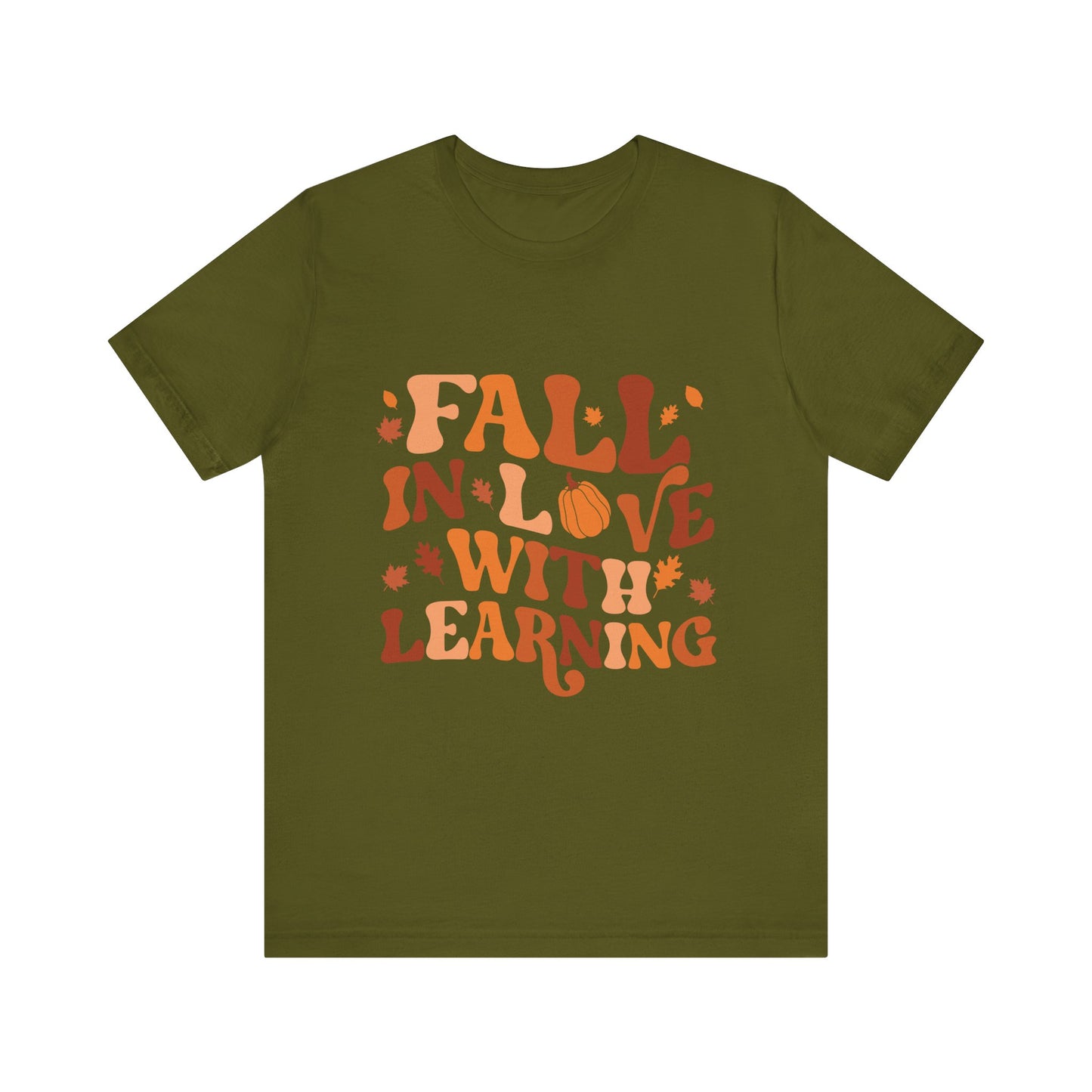 Fall In Love With Learning Tee, Unisex Short Sleeve T-Shirt, Autumn Shirt, Teacher Gift, Back to School Apparel, Fall Fashion