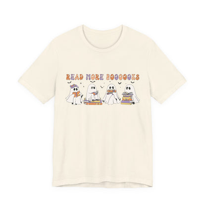 Cute Reading Ghosts Tee, Unisex Jersey Short Sleeve Tee, Halloween Costume, Book Lover Gift, Cozy Casual Wear, Spooky Book Shirt
