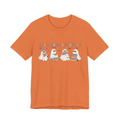 Cute Reading Ghosts Tee, Unisex Jersey Short Sleeve Tee, Halloween Costume, Book Lover Gift, Cozy Casual Wear, Spooky Book Shirt