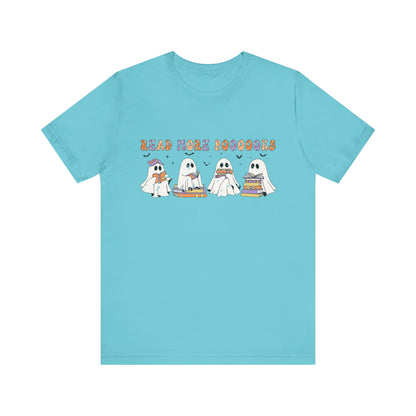 Cute Reading Ghosts Tee, Unisex Jersey Short Sleeve Tee, Halloween Costume, Book Lover Gift, Cozy Casual Wear, Spooky Book Shirt