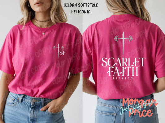 Scarlet Faith Fitness Christian Gym T-Shirt | Faith-Based Workout Tee | Unisex Graphic Shirt
