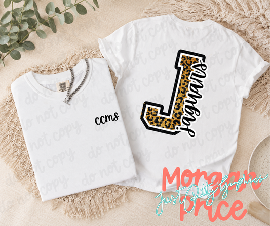CCMS Jaguars Glitter Leopard J Comfort Colors Tee