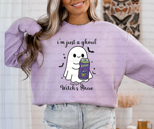Just a Ghoul Fueled by Witch's Brew Softstyle Shirt - DTF Comfort Colors Tee Shirt