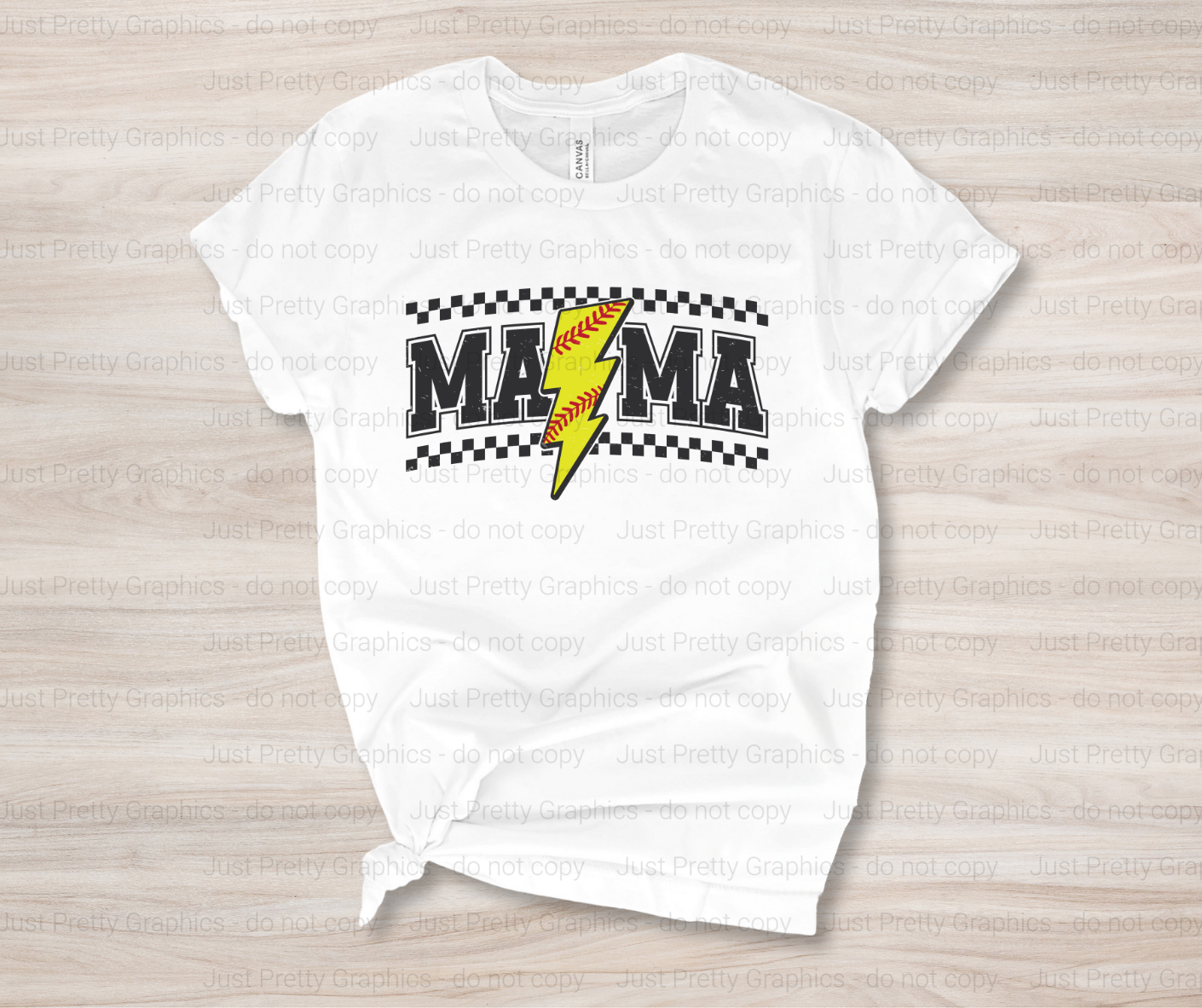 Softball Baseball Lightning Bolt MAMA Softstyle T-shirt - Personalized Comfort Colors Direct to Film Shirt