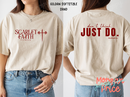 Scarlet Faith Fitness “Don't Think. Just Do.” Christian Gym T-Shirt | Faith-Based Workout Tee | Unisex Graphic Shirt (Copy)