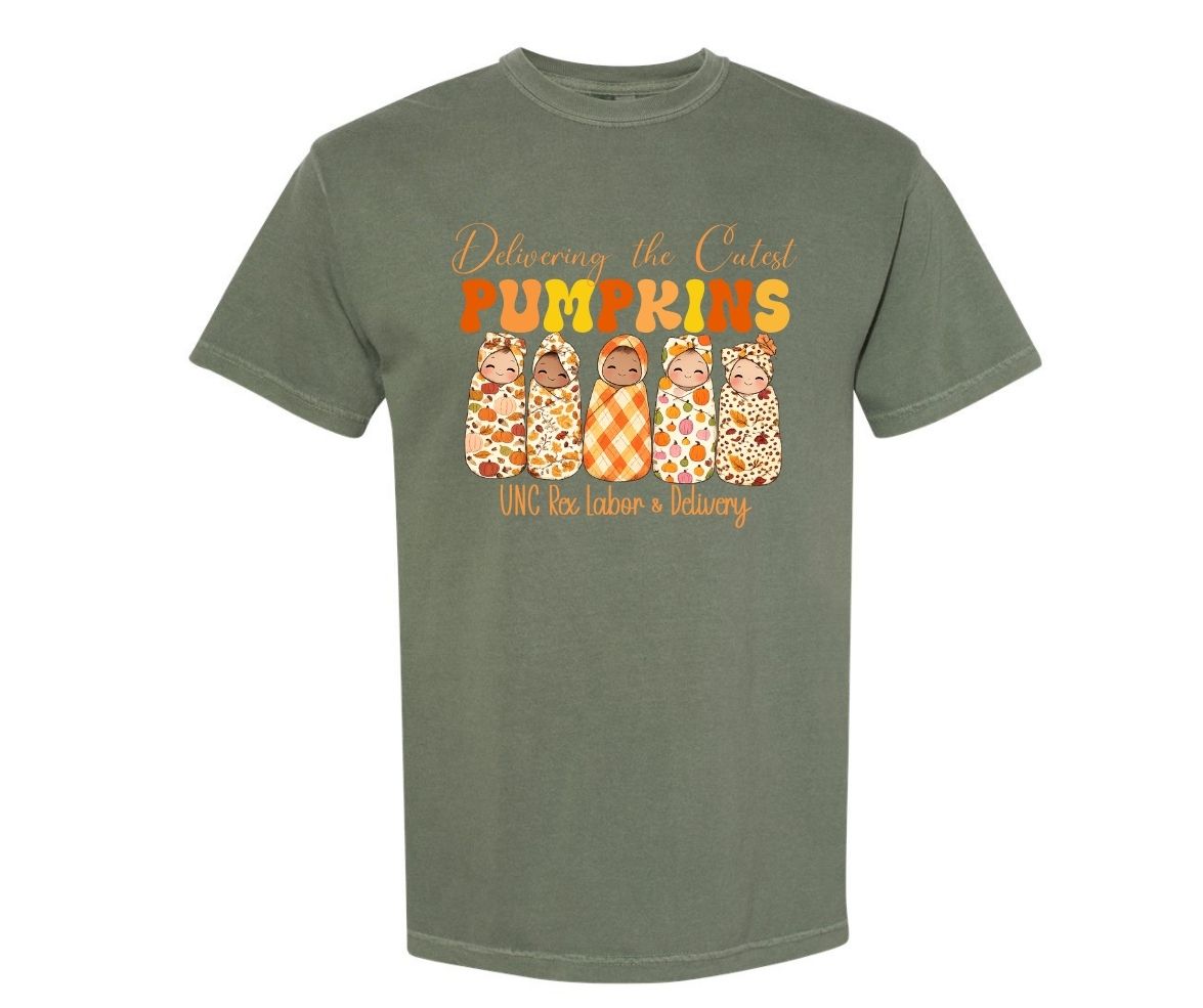 UNC Rex Labor & Delivery Pumpkins Comfort Colors Shirt - Front Only