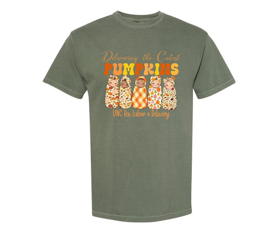 UNC Rex Labor & Delivery Pumpkins Comfort Colors Shirt - Front Only