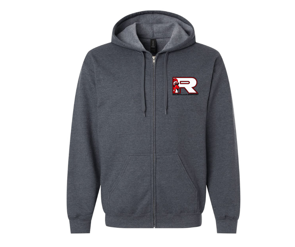 Rolesville Elementary Gildan Softstyle Zip-Up Hooded Sweatshirt